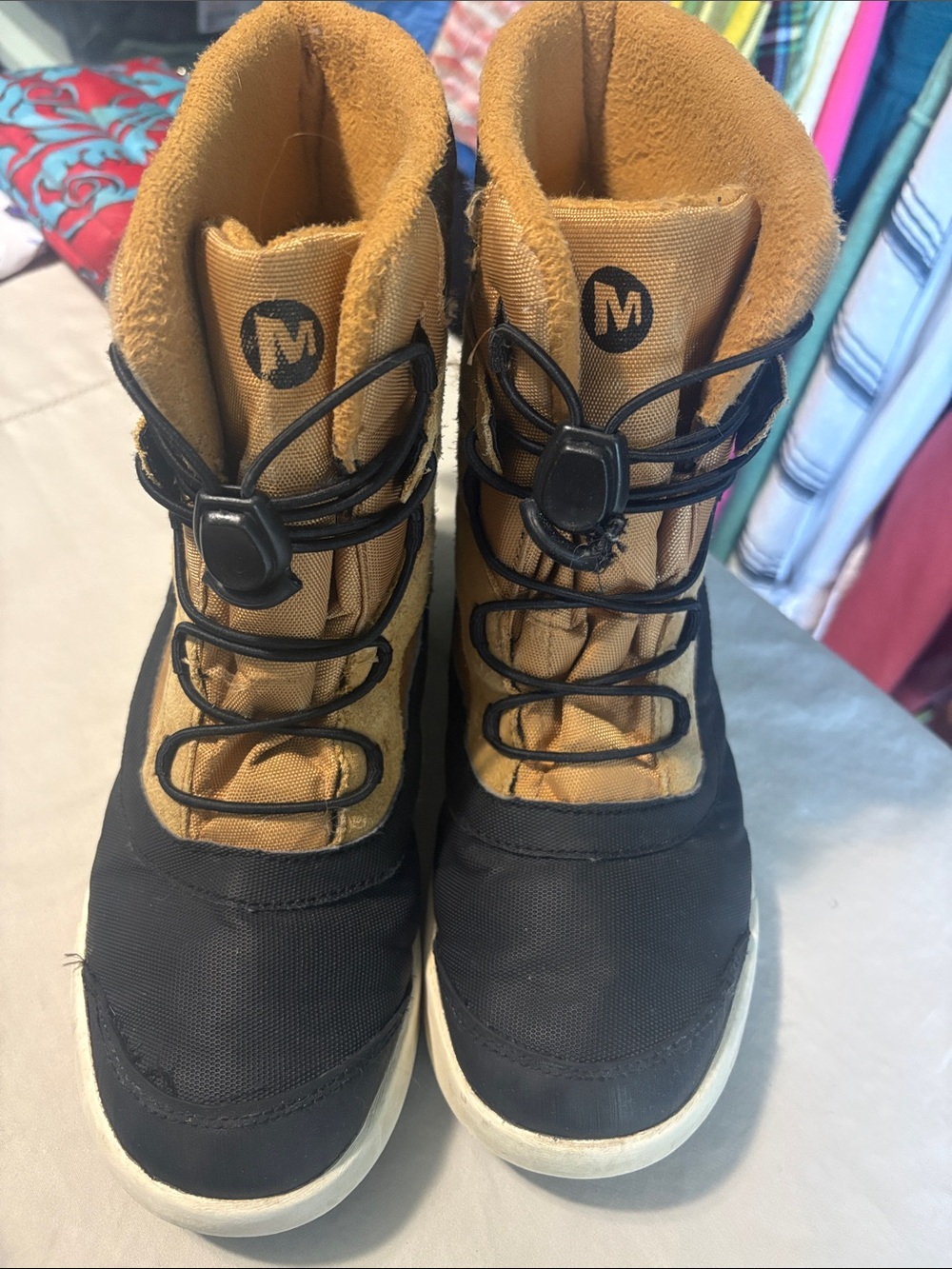 Merrell Black and Tan Kids Winter Boots